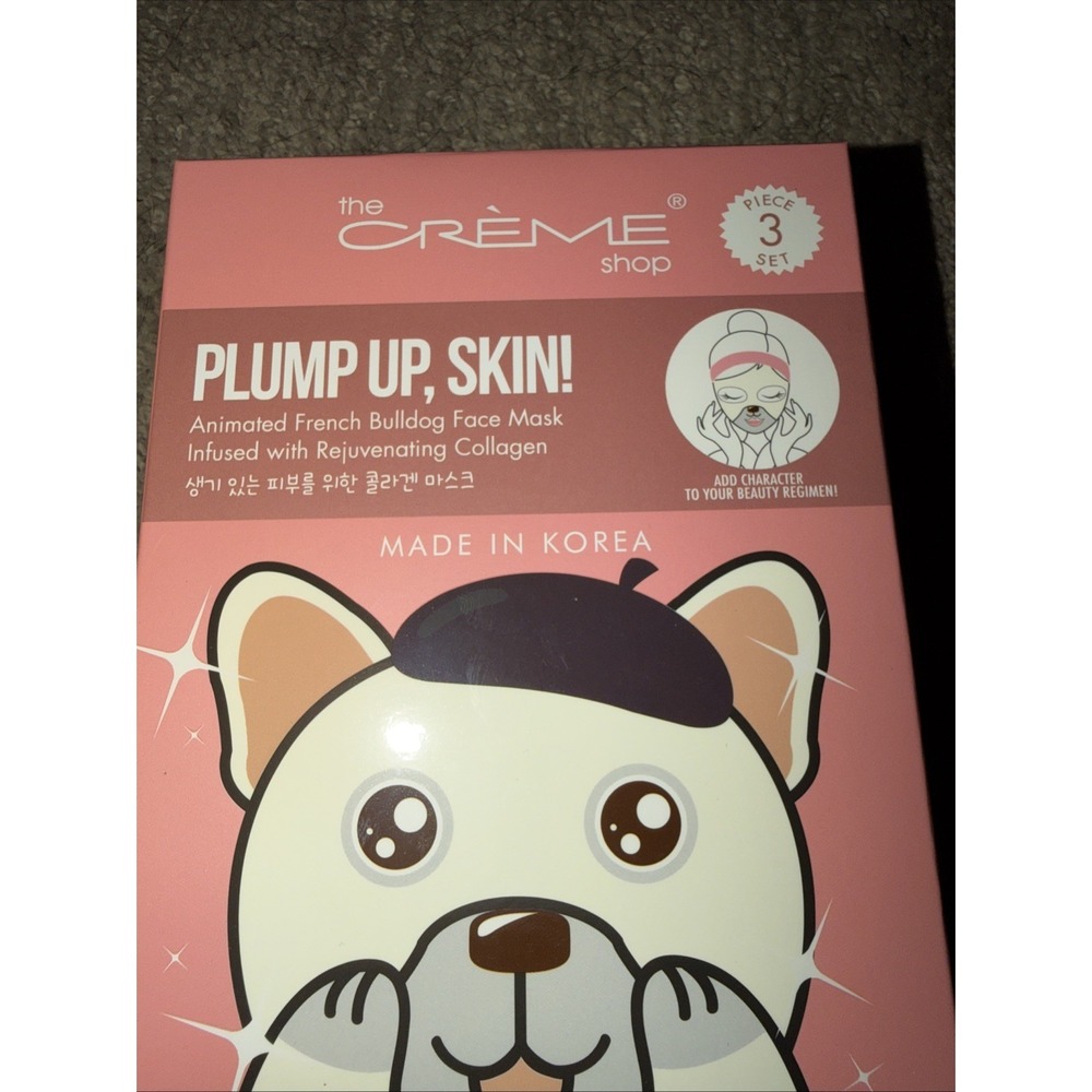 The Creme Shop 3 Pack Plump Up, Skin! Animated French Bulldog Face Masks